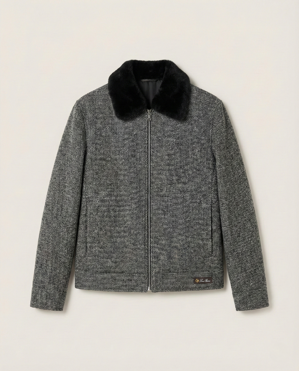 Loro Piana - Grey Mélange Cashmere-Blend Blouson with Fur Collar