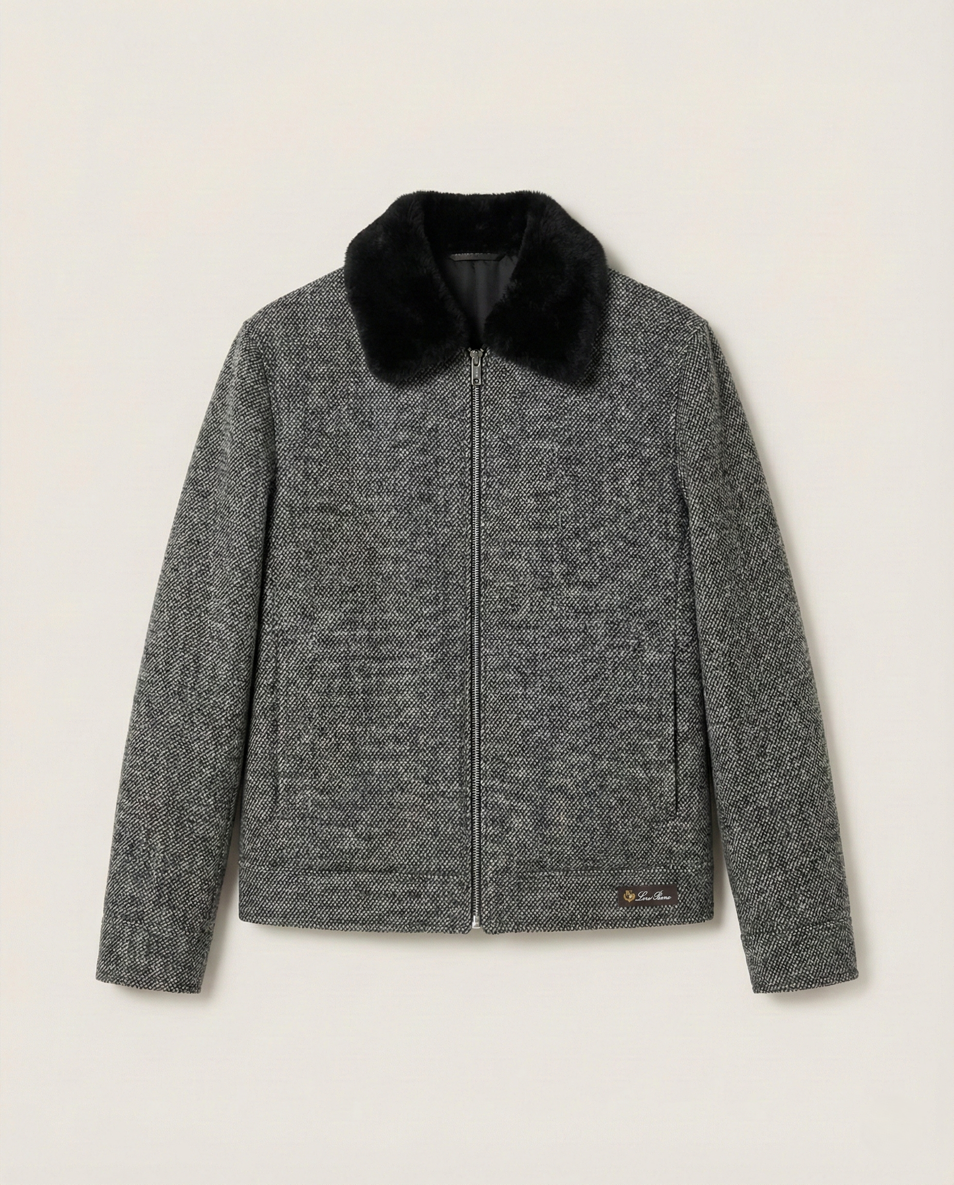 Loro Piana - Grey Mélange Cashmere-Blend Blouson with Fur Collar