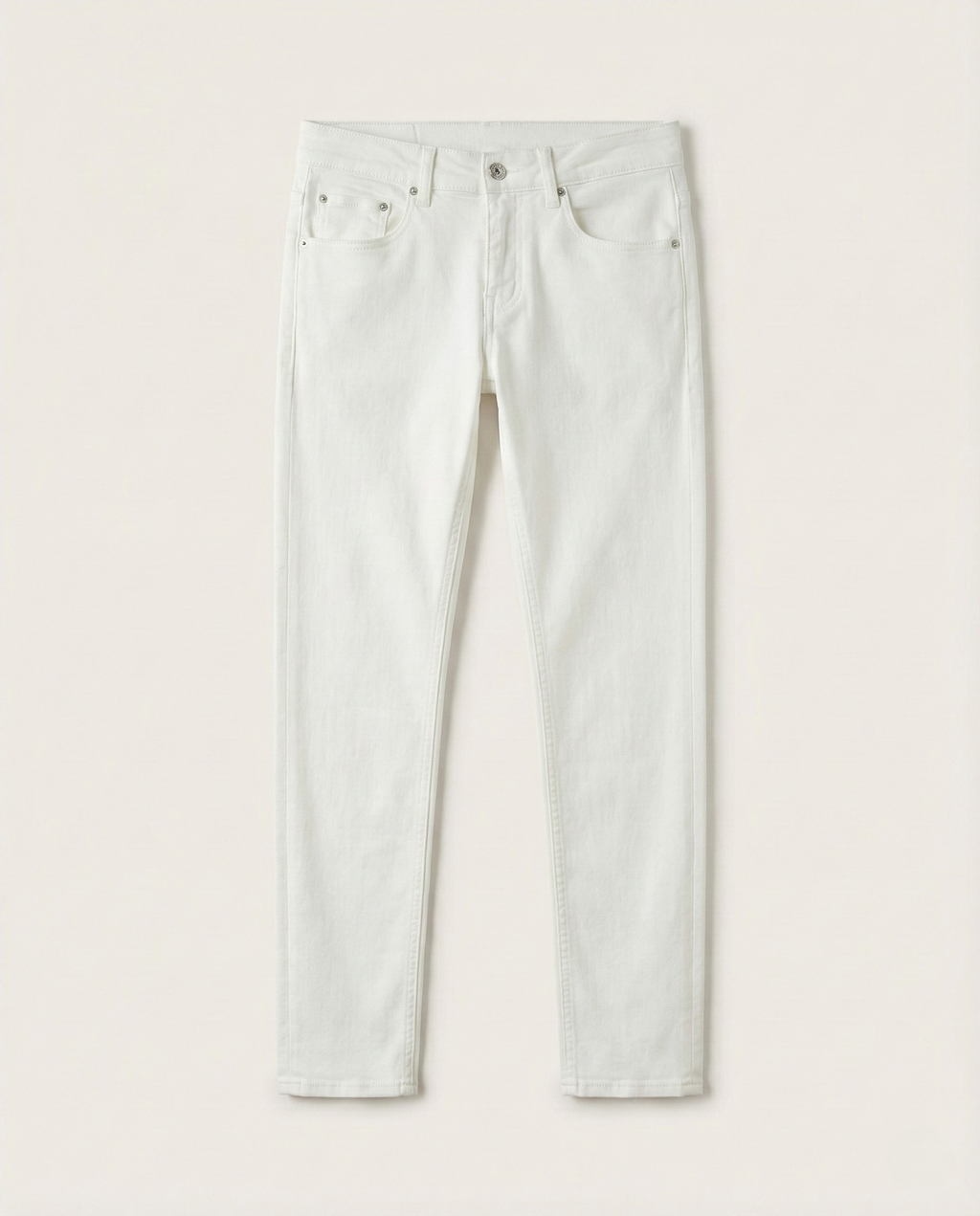 Versace - Men's White Slim-Fit Jeans with Gold Medusa Embroidery