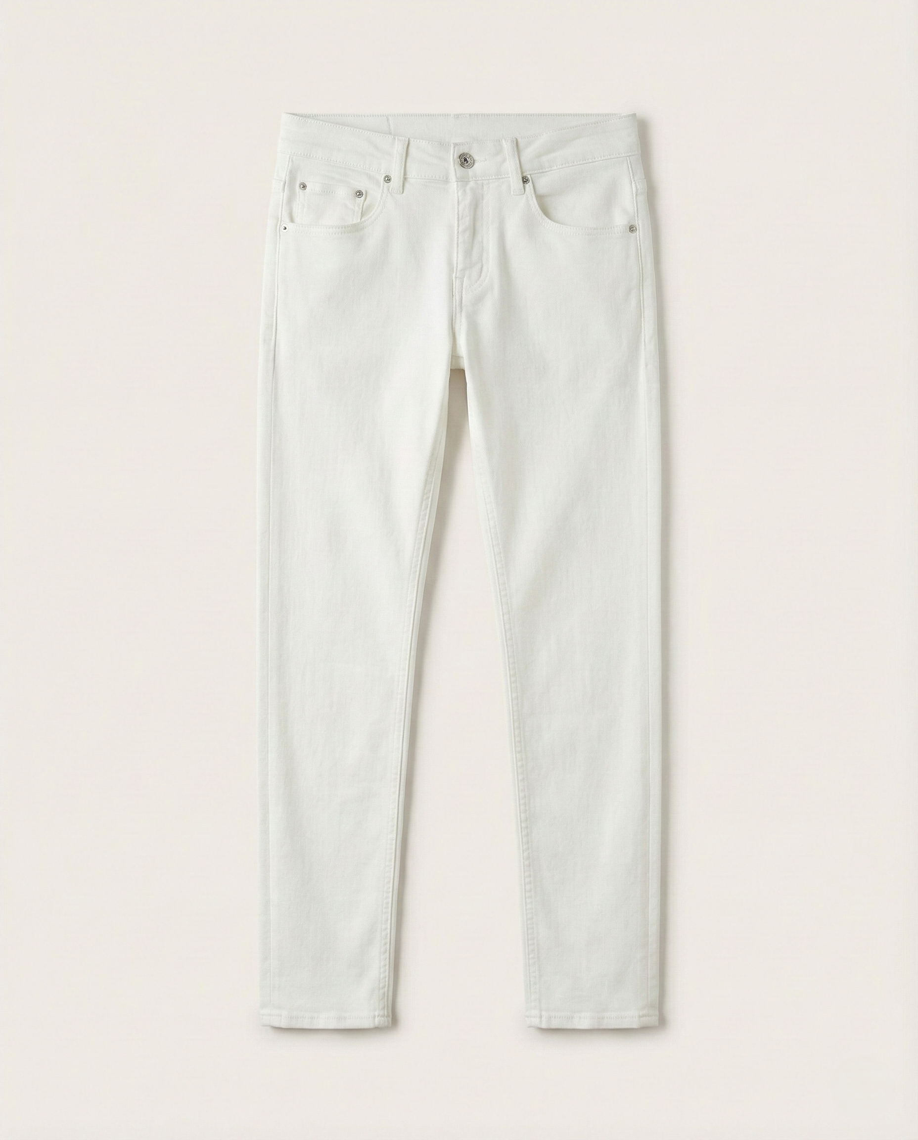 Versace - Men's White Slim-Fit Jeans with Gold Medusa Embroidery