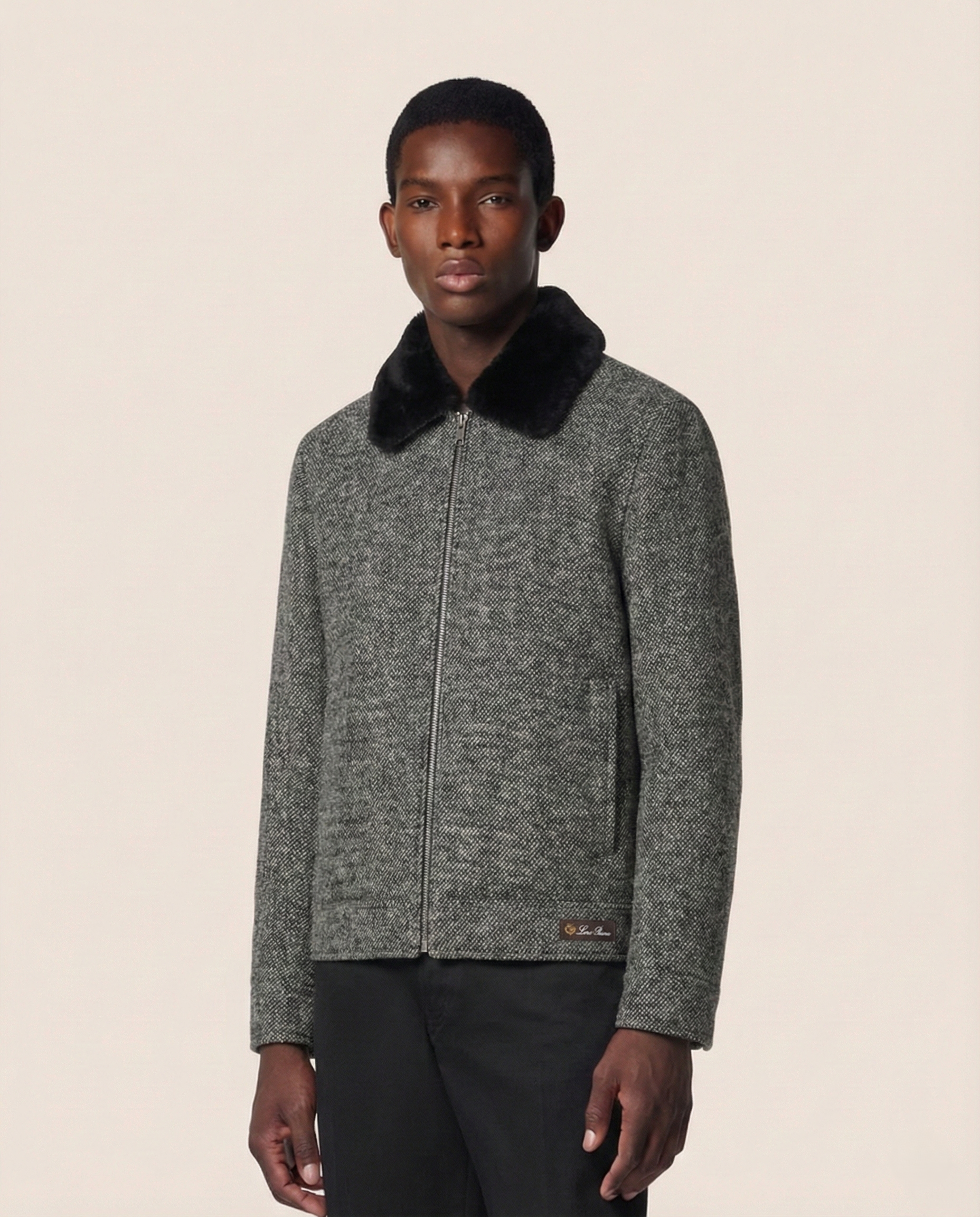 Loro Piana - Grey Mélange Cashmere-Blend Blouson with Fur Collar