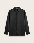 The Row Textured Silk-Blend Long Sleeve Shirt – Midnight Black