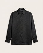 The Row Textured Silk-Blend Long Sleeve Shirt – Midnight Black