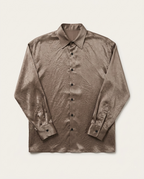 The Row Textured Silk-Blend Long Sleeve Shirt – Antique Bronze