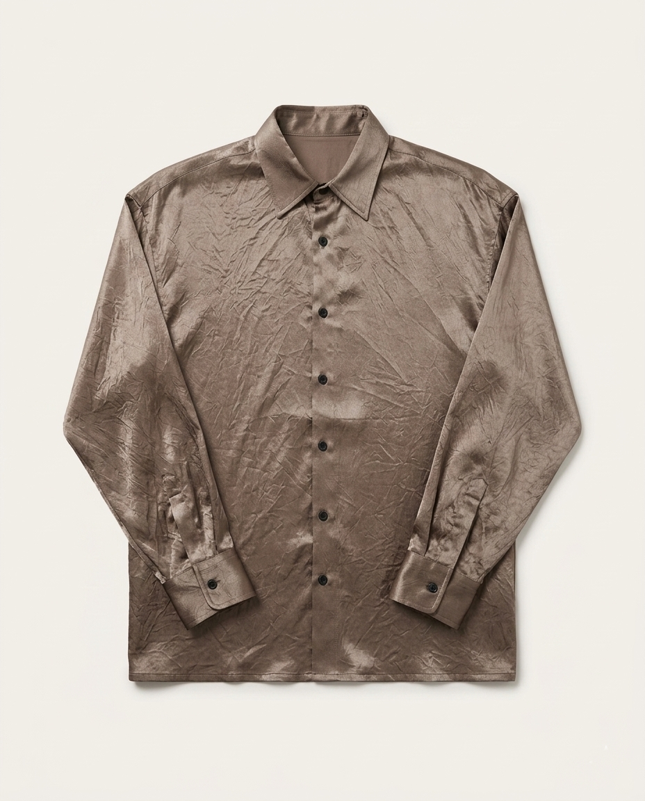 The Row Textured Silk-Blend Long Sleeve Shirt – Antique Bronze