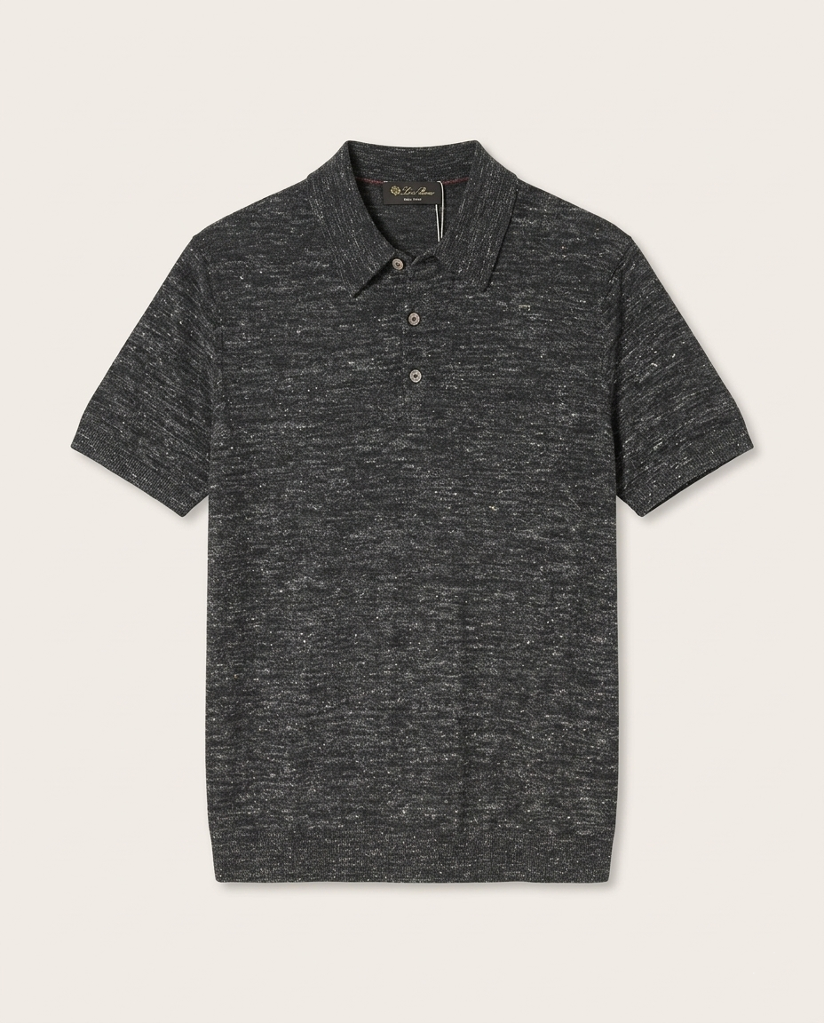 Loro Piana - Charcoal Mélange Silk & Cotton Knit Polo