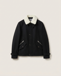Brunello Cucinelli - Shearling-Trimmed Wool Aviator Jacket in Black