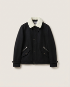 Brunello Cucinelli - Shearling-Trimmed Wool Aviator Jacket in Black