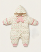 Fashion -Vintage Garden Quilted Pram Suit – Pink Floral with Statement Bow