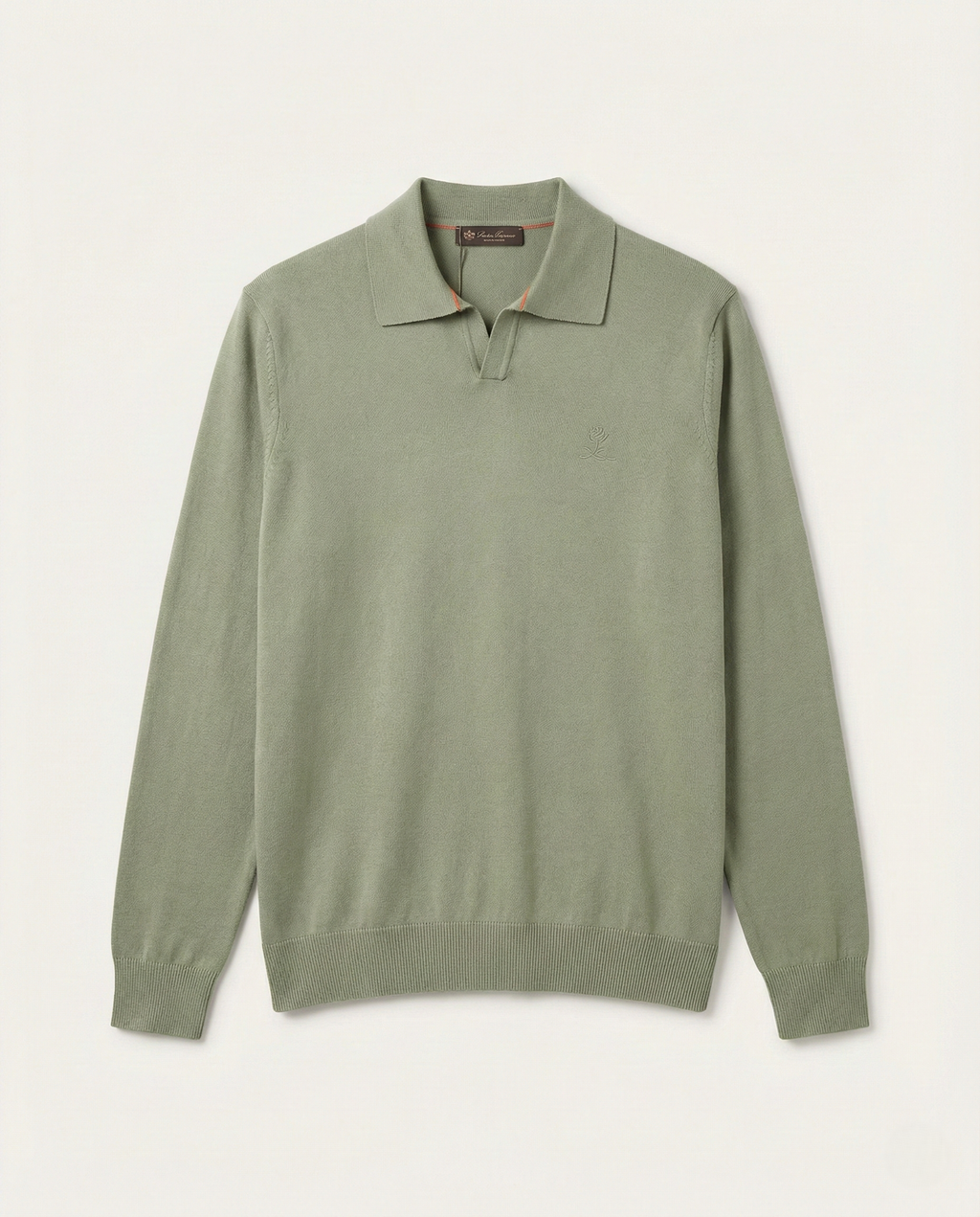 Loro Piana - Sage Green Fine Knit Johnny Collar Polo