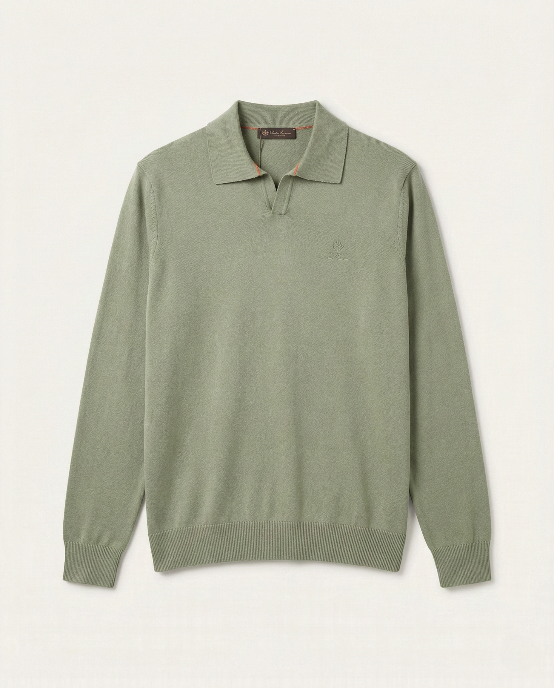 Loro Piana - Sage Green Fine Knit Johnny Collar Polo