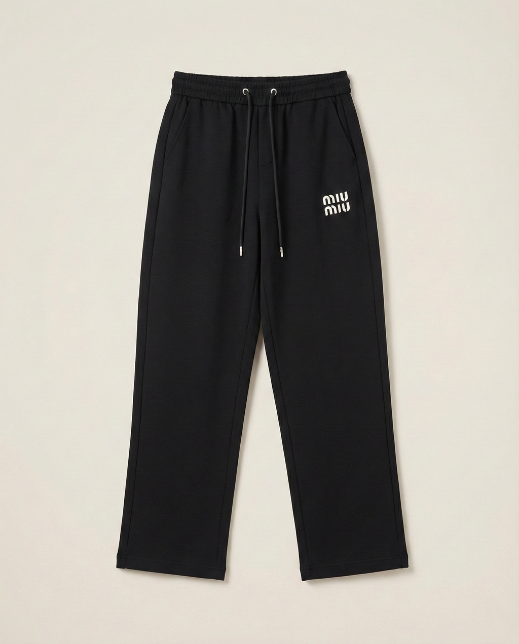 Miu Miu - Relaxed Wide-Leg Black Joggers