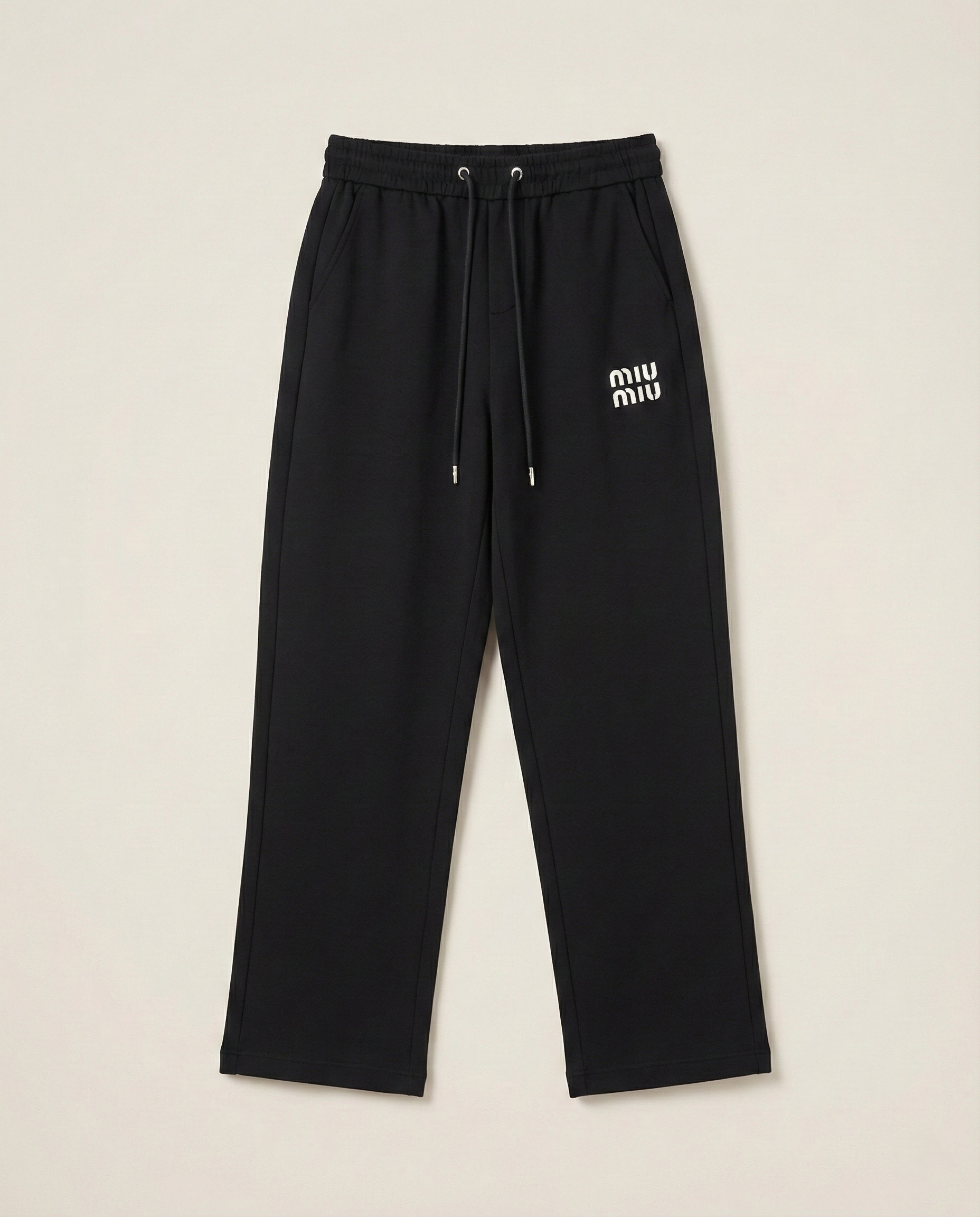 Miu Miu - Relaxed Wide-Leg Black Joggers