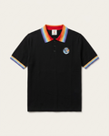 Casablanca - Embroidered Logo Polo Shirt with Rainbow Trim in Black