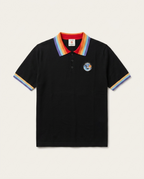 Casablanca - Embroidered Logo Polo Shirt with Rainbow Trim in Black