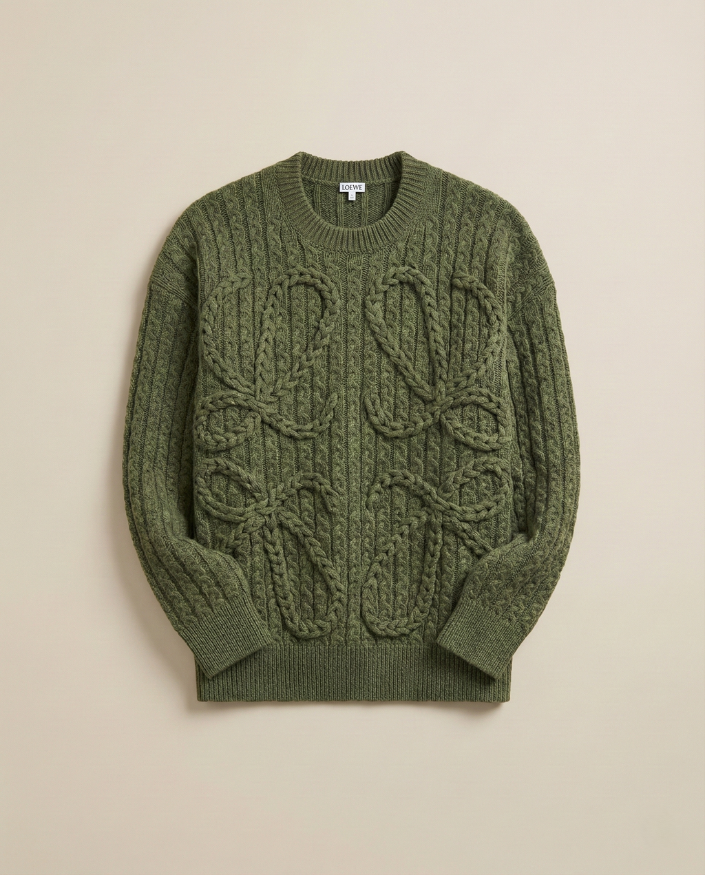 LOEWE Men's Olive Green Oversized Knit Sweater