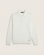 Loro Piana - Vertical Ribbed Knit Long-Sleeve Polo