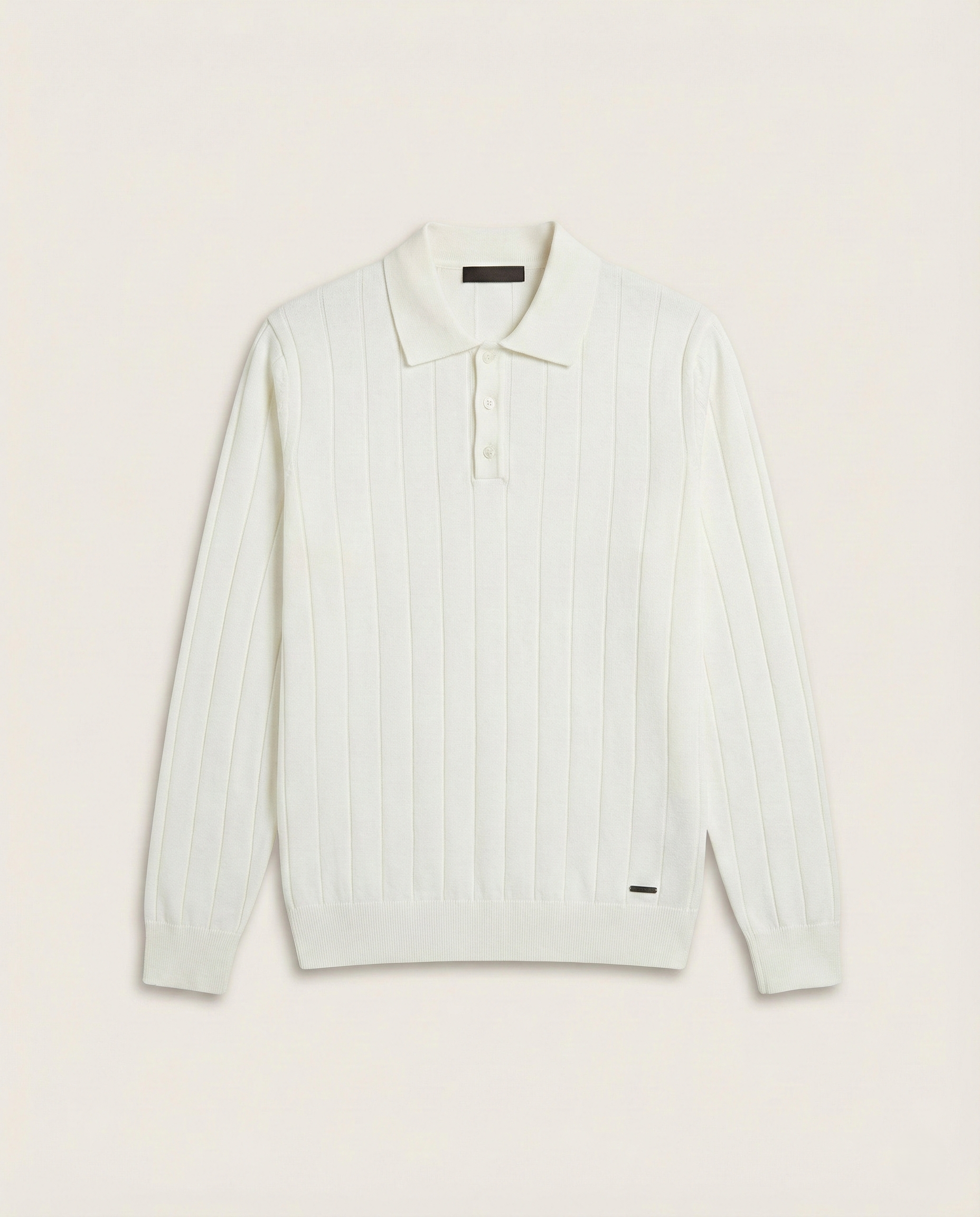 Loro Piana - Vertical Ribbed Knit Long-Sleeve Polo