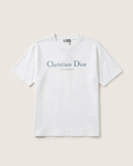 Christian Dior - Couture T-Shirt in White Cotton with Slate Blue Embroidery