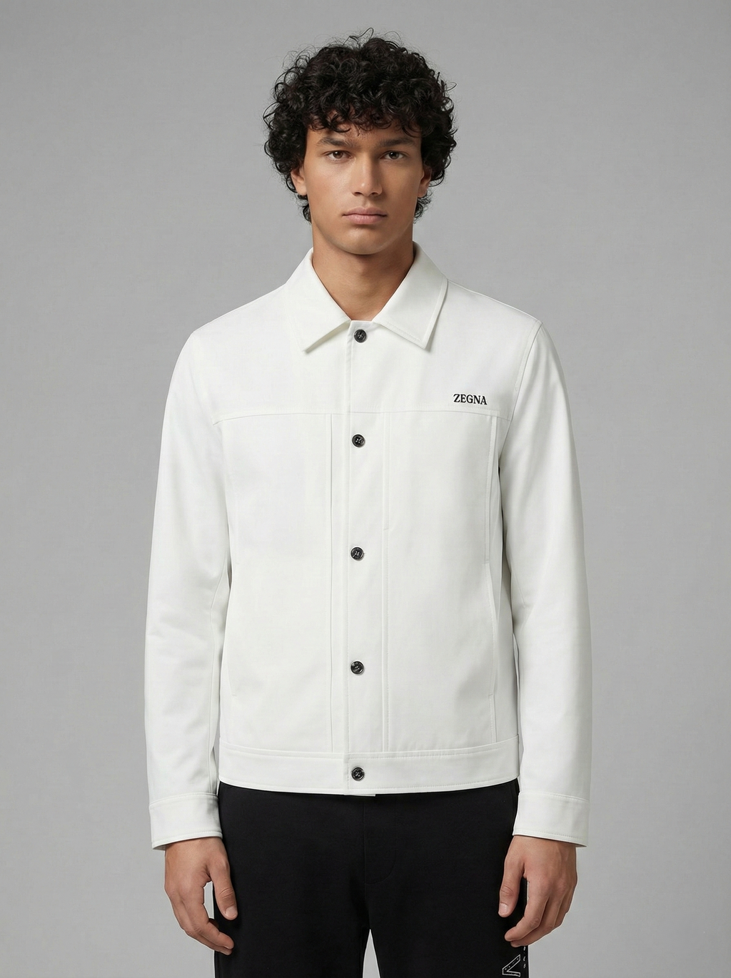 Zegna White Cotton-Blend Shirt Jacket