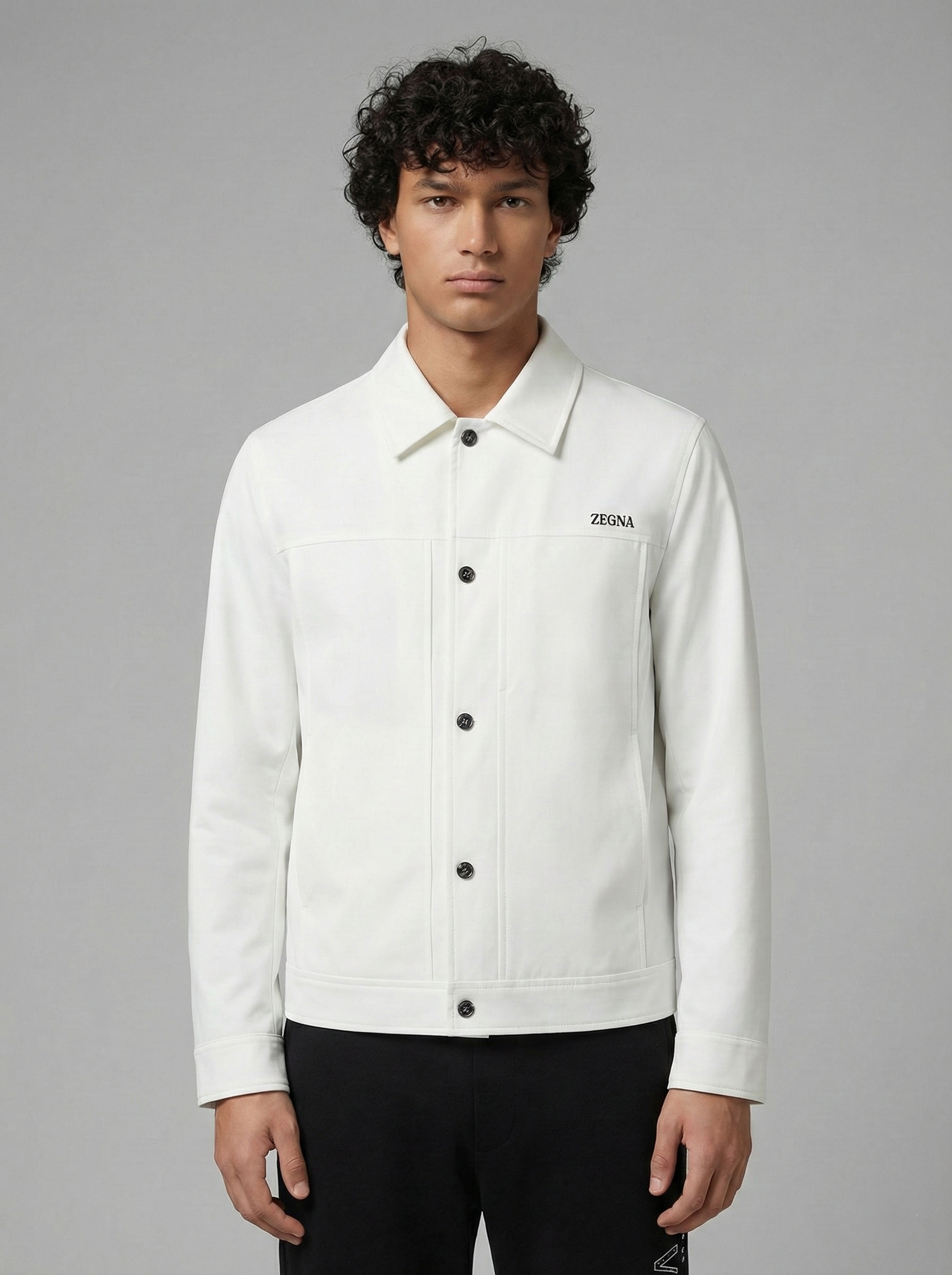 Zegna White Cotton-Blend Shirt Jacket