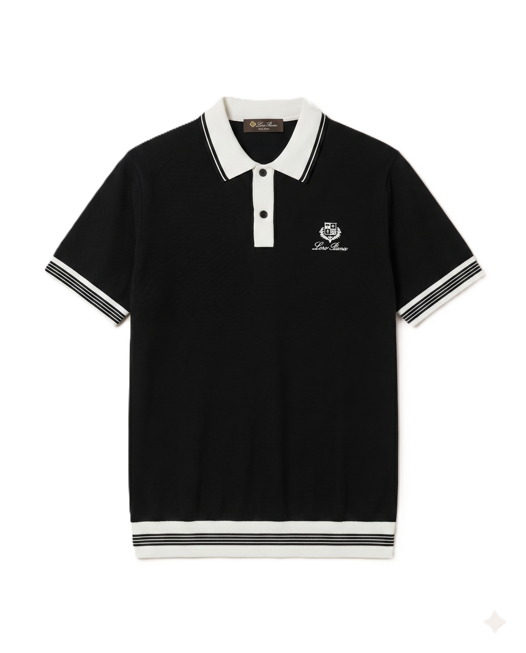 Loro Piana - Contrasting Collar Striped Polo - Black