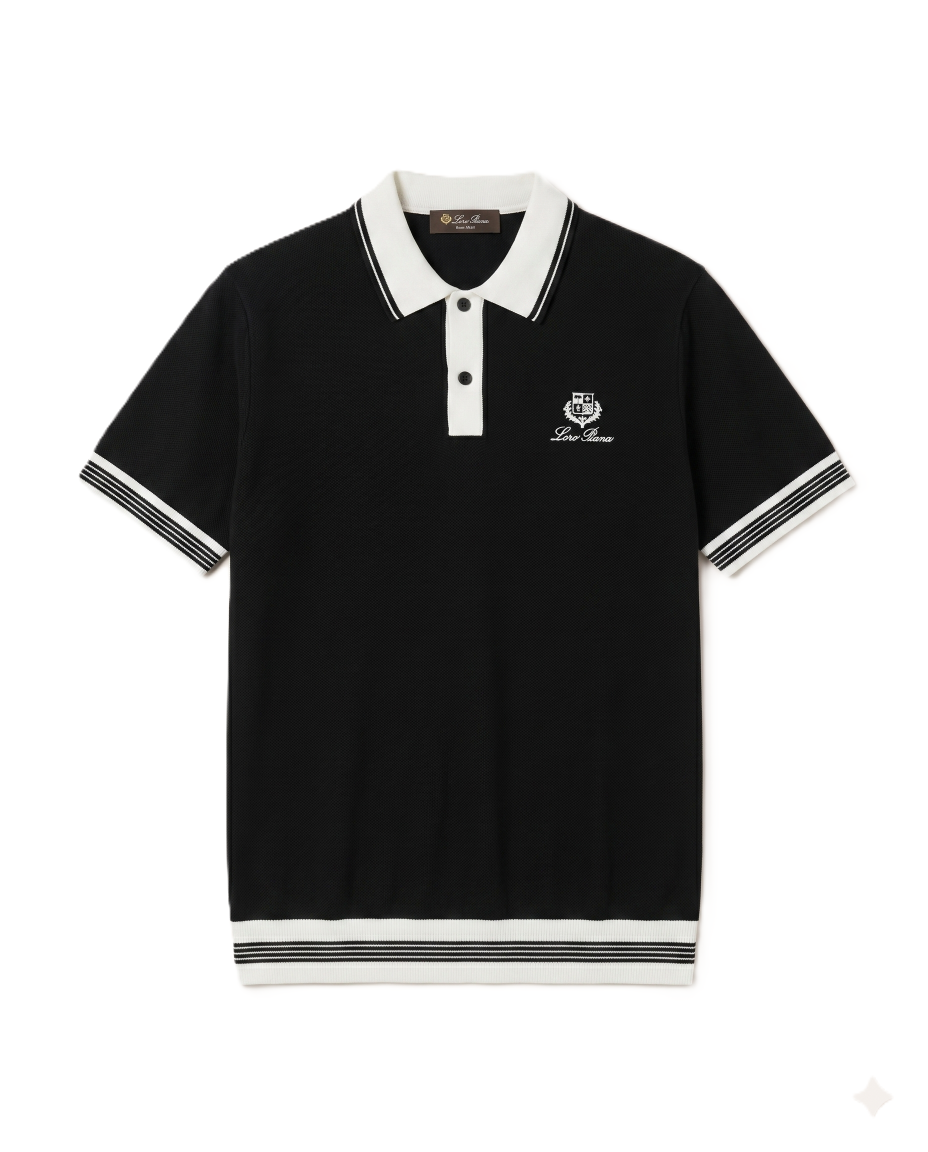 Loro Piana - Contrasting Collar Striped Polo - Black