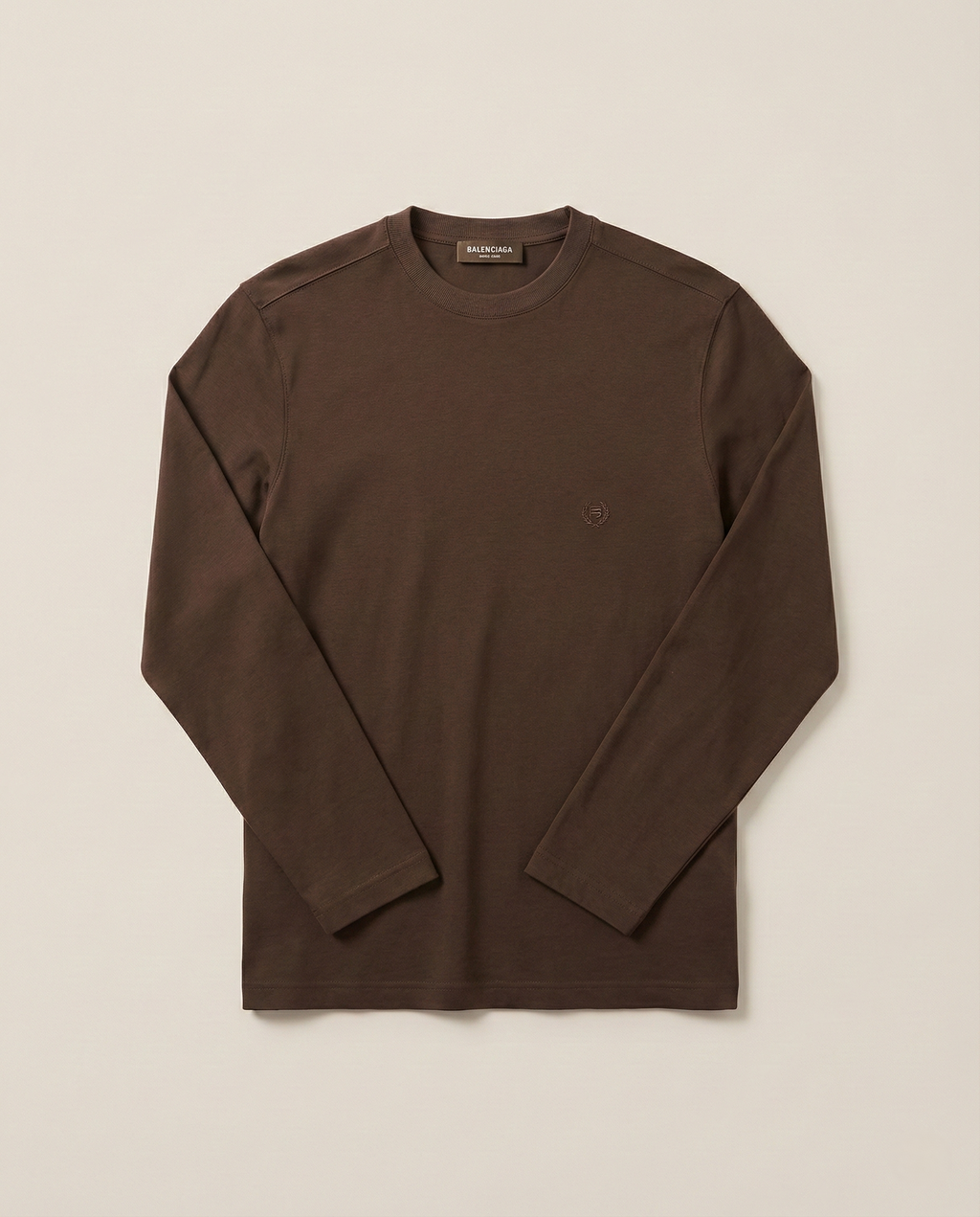Loro Piana Embroidered Logo Long-Sleeve Brown Crewneck