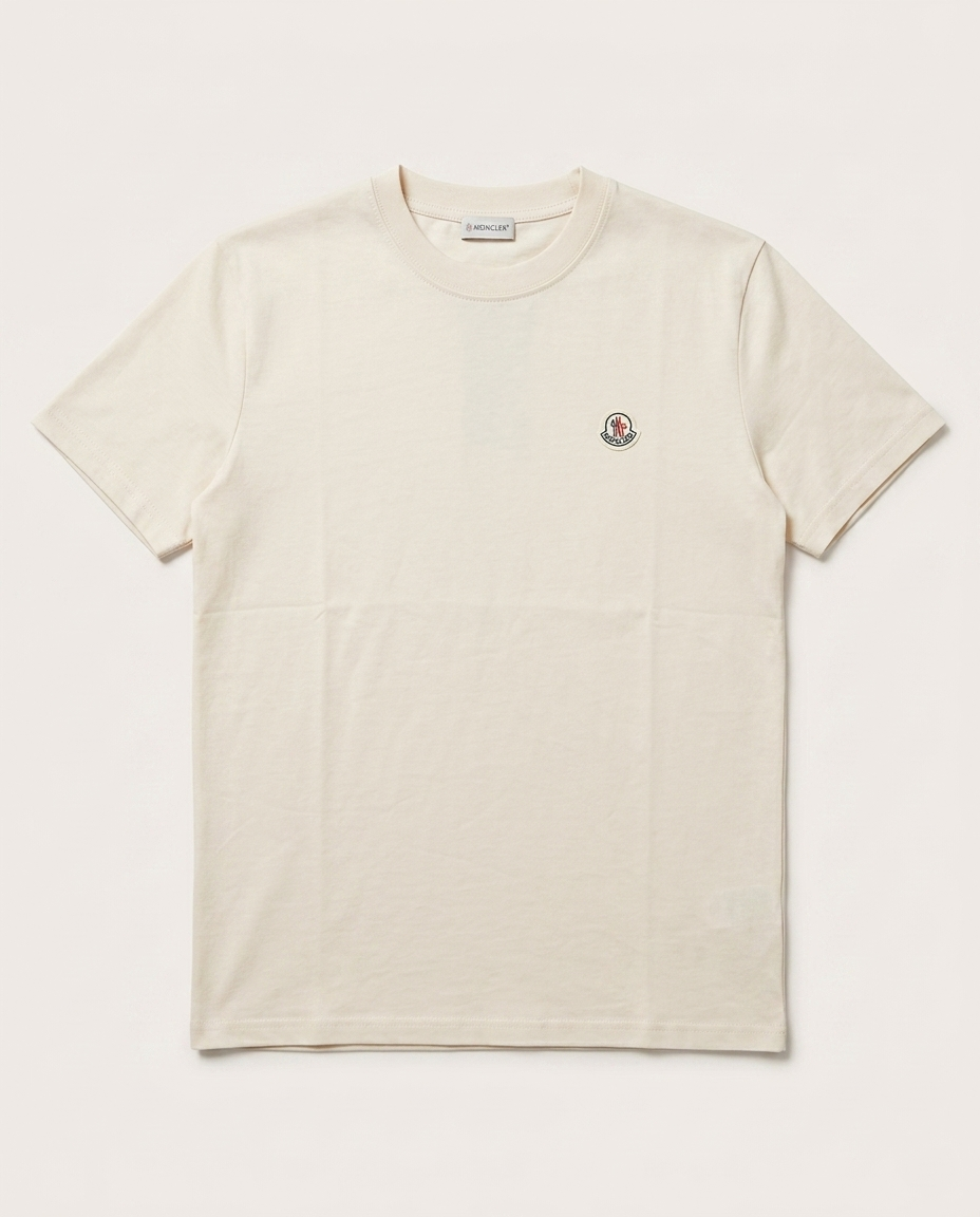 Moncler - Slim Fit Logo Patch T-Shirt in Off-White