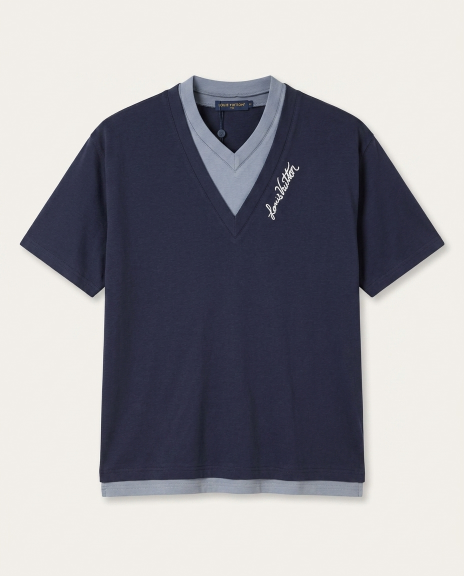Louis Vuitton - Damier Signature Cotton Knit Polo – Cobalt/Black