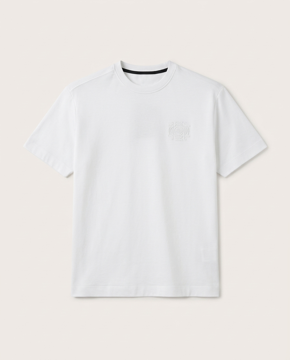 Stefano Ricci - Silk-Cotton T-Shirt in Optic White with Embroidered Octagon Logo