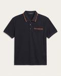 ZEGNA - Cotton Piqué Polo Shirt with Striped Logo Trim in Black