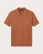 Louis Vuitton - Textured Damier Knit Polo Shirt with Monogram Pocket in Terracotta