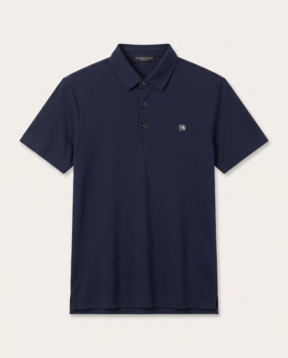 Stefano Ricci - Signature Eagle Embroidery Luxury Cotton Polo – Navy
