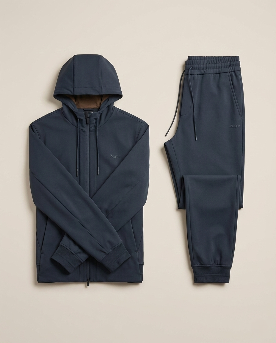 Zegna Men's Dark Blue Technical Fabric Jogger Pants