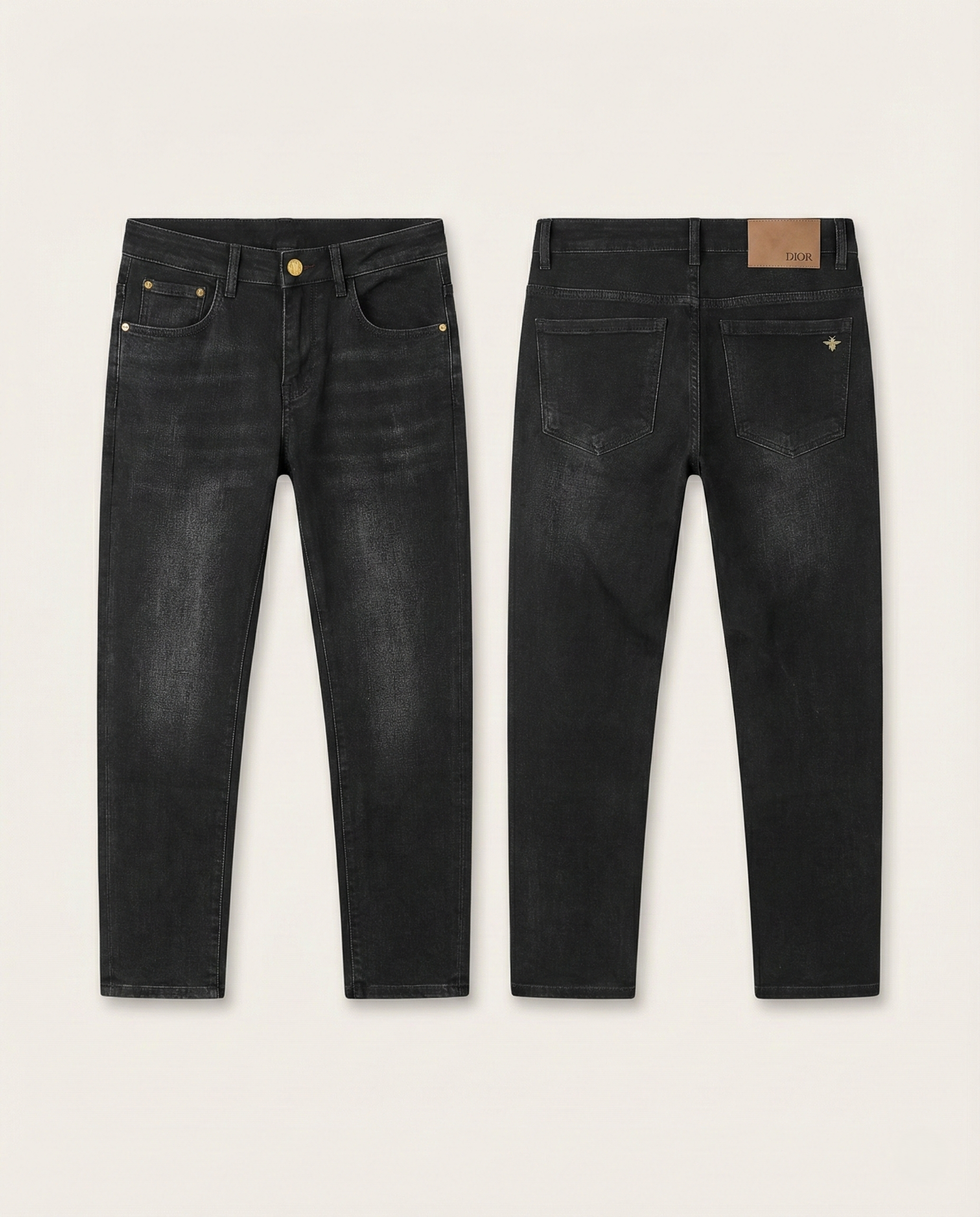 Dior Homme Black Slim-Fit Jeans with Gold Hardware