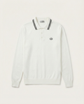 Dior - White CD Icon Knit Long-Sleeve Polo Shirt with Striped Collar
