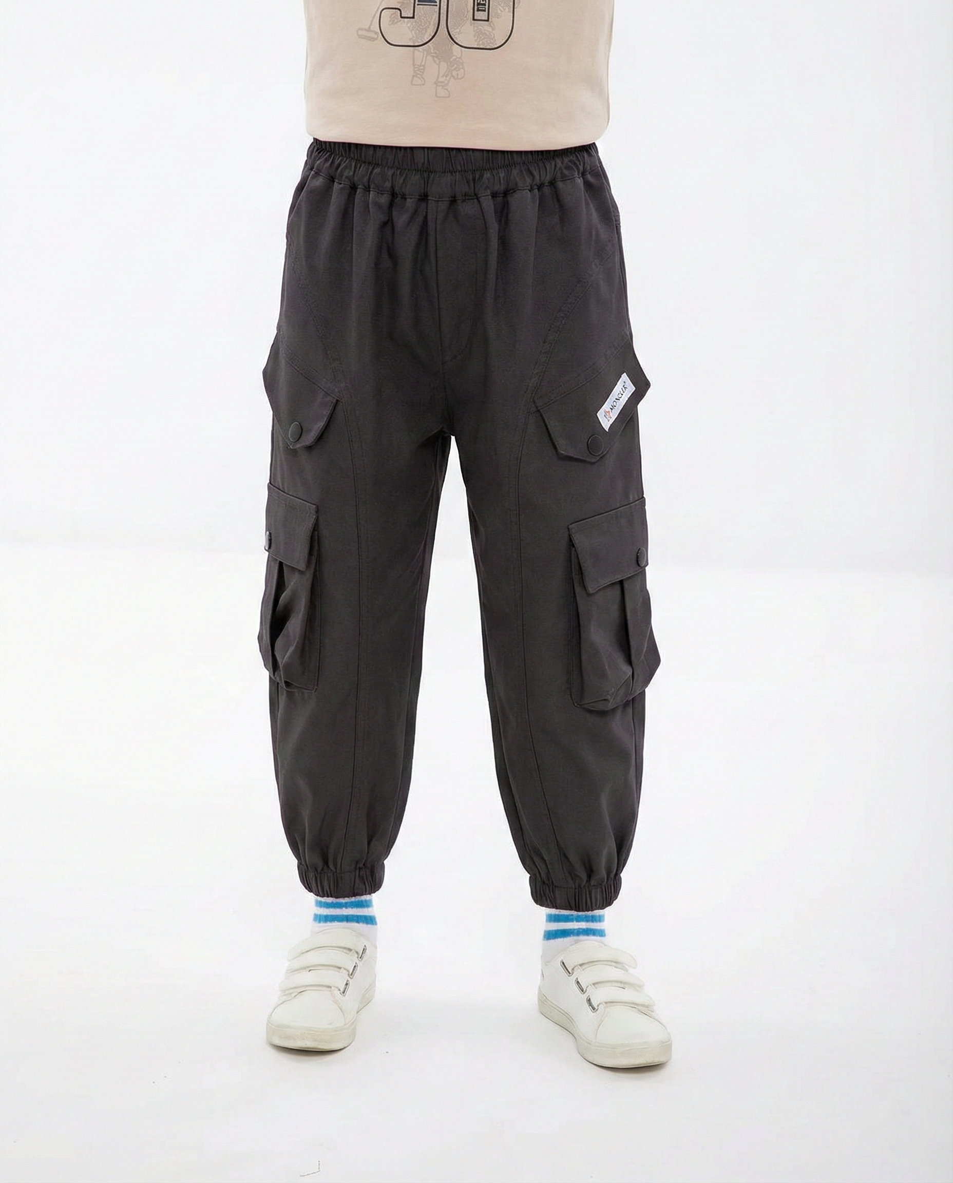 Moncler - Kids Black Cargo Pants | Elasticated Utility Joggers