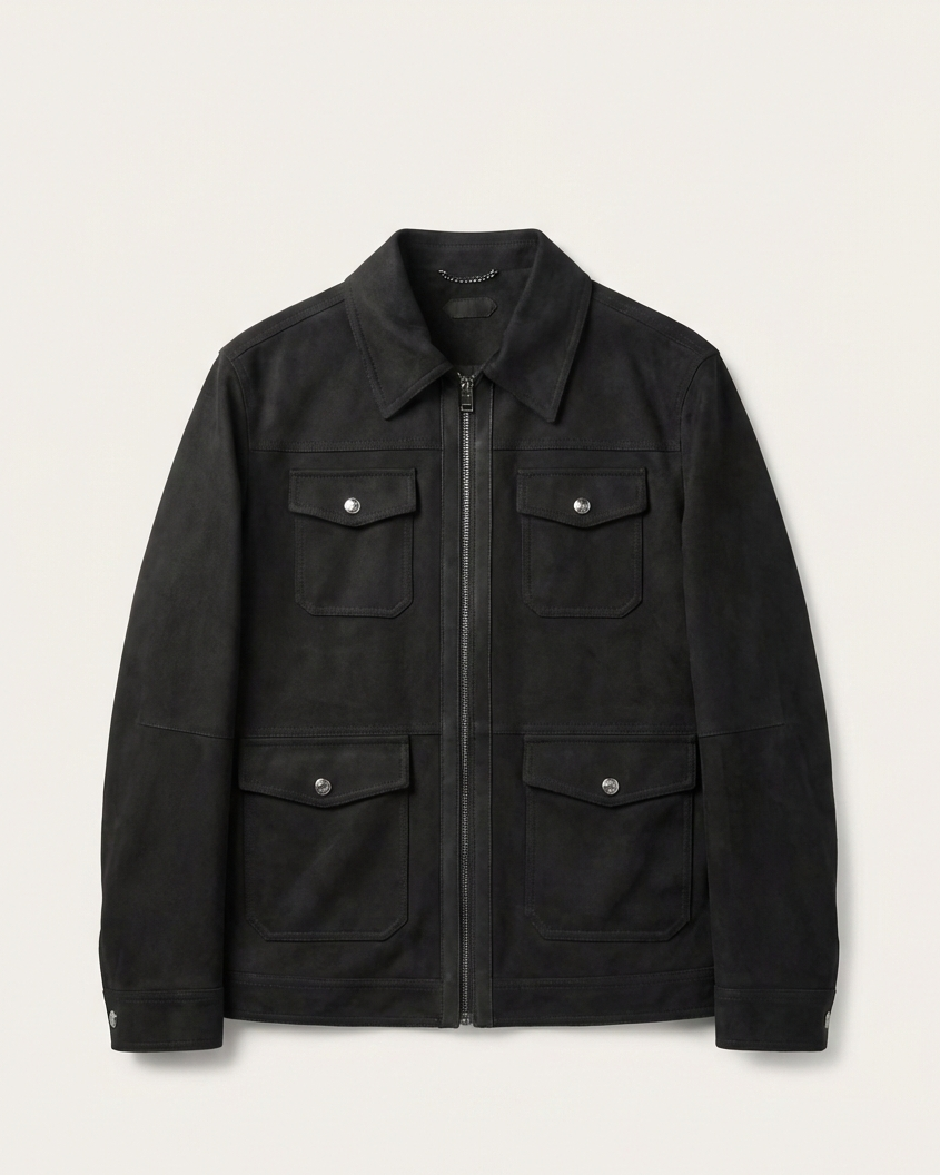 Tom Ford - Black Suede Zip-Up Utility Jacket
