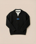 LOEWE Men's Black Cable Knit Polo Sweater