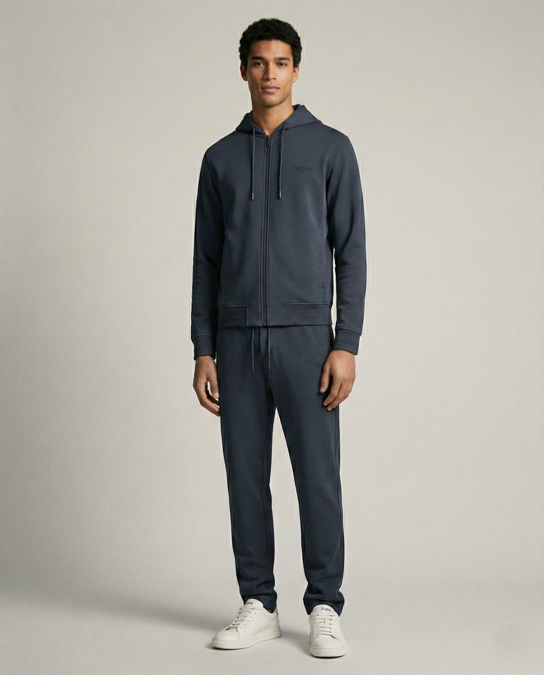 Zegna Men's Dark Blue Technical Fabric Jogger Pants