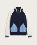 Christian Dior - Navy & White Contrast-Sleeve Knitted Zip Hoodie