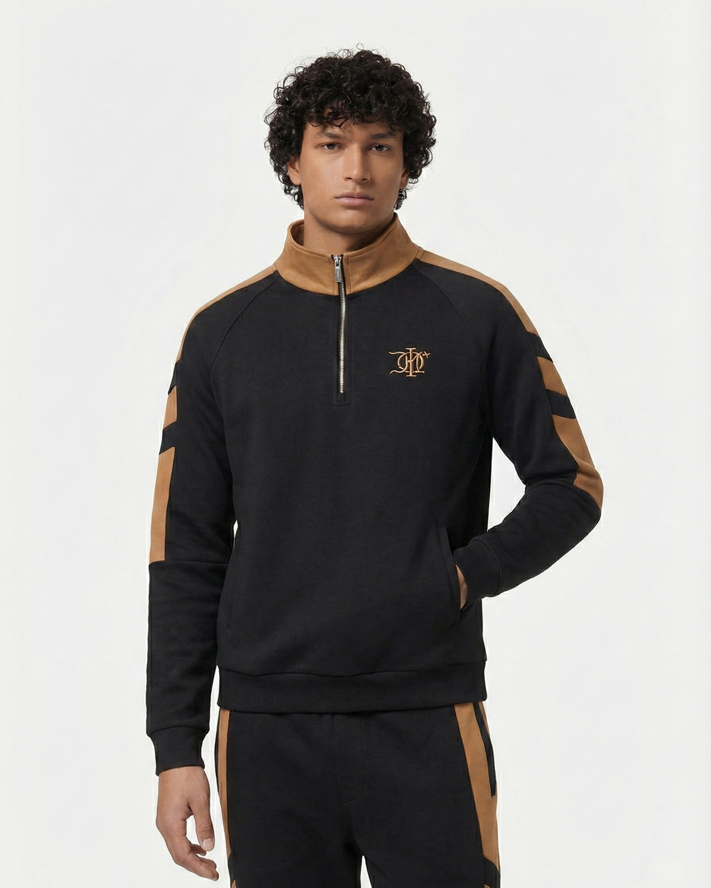 Dior Men's Black & Camel Panel Half-Zip