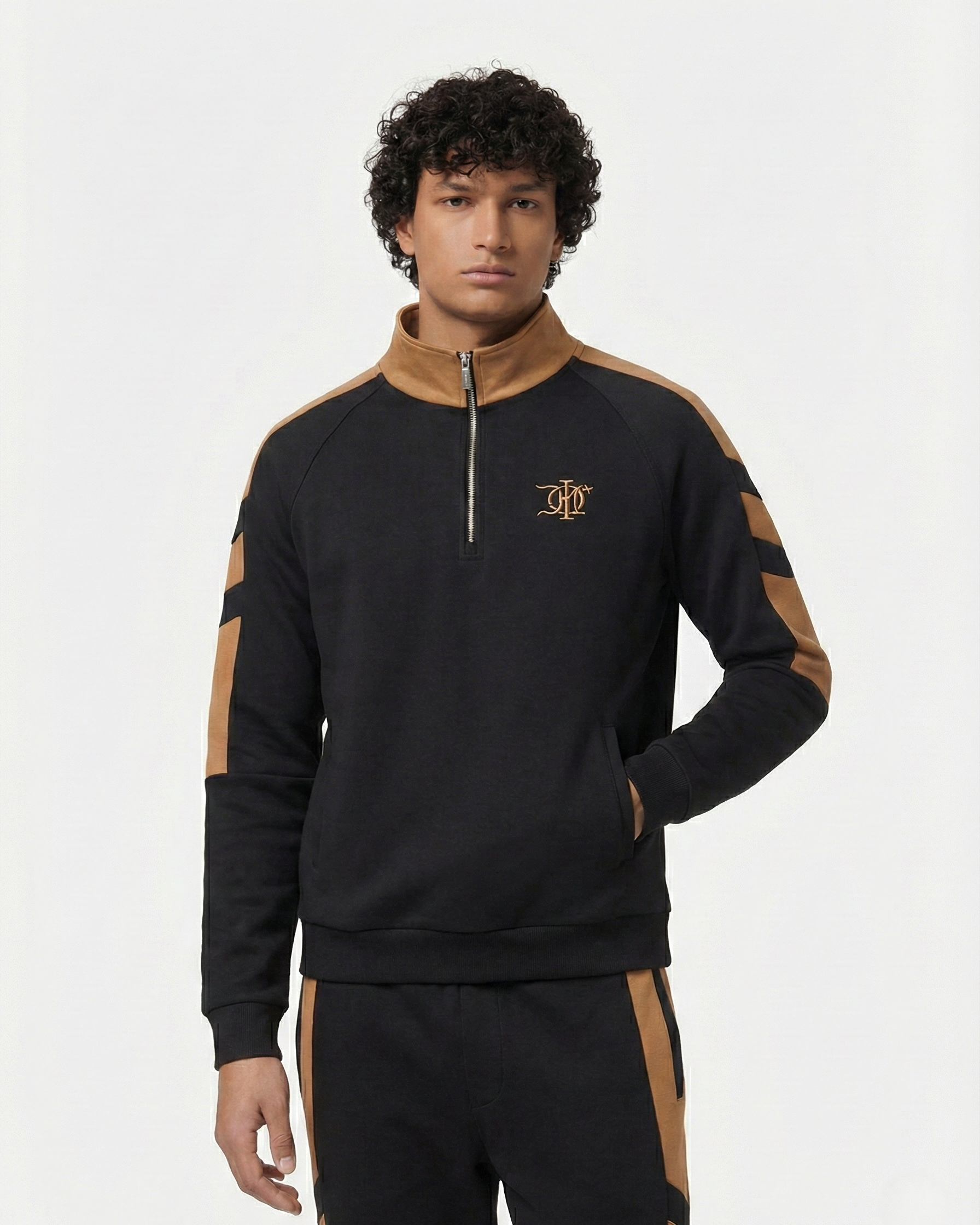 Dior Men's Black & Camel Panel Half-Zip