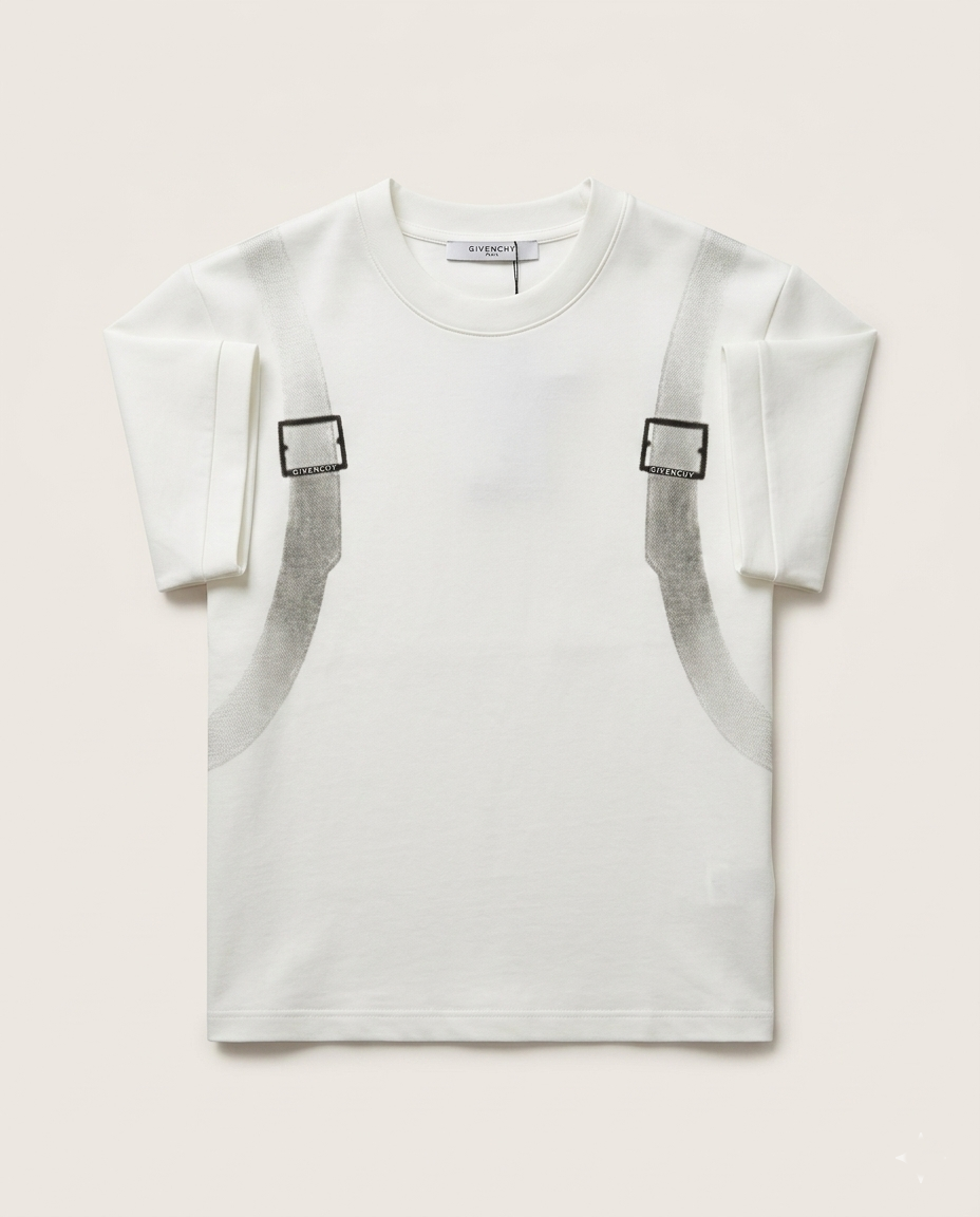 GIVENCHY - Trompe-L'œil Harness Graphic T-Shirt in Optic White