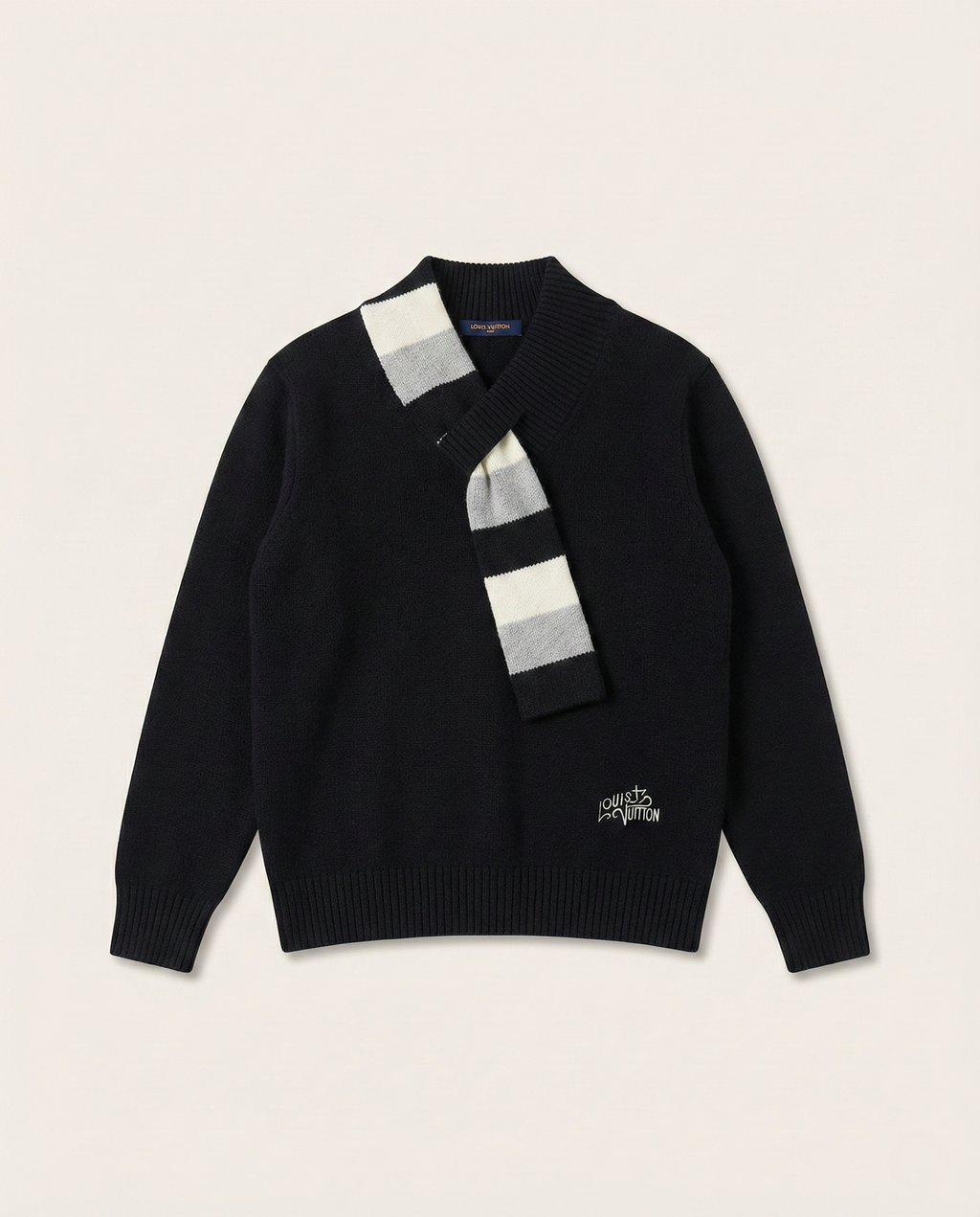 Louis Vuitton Signature Scarf-Detail Knit Sweater