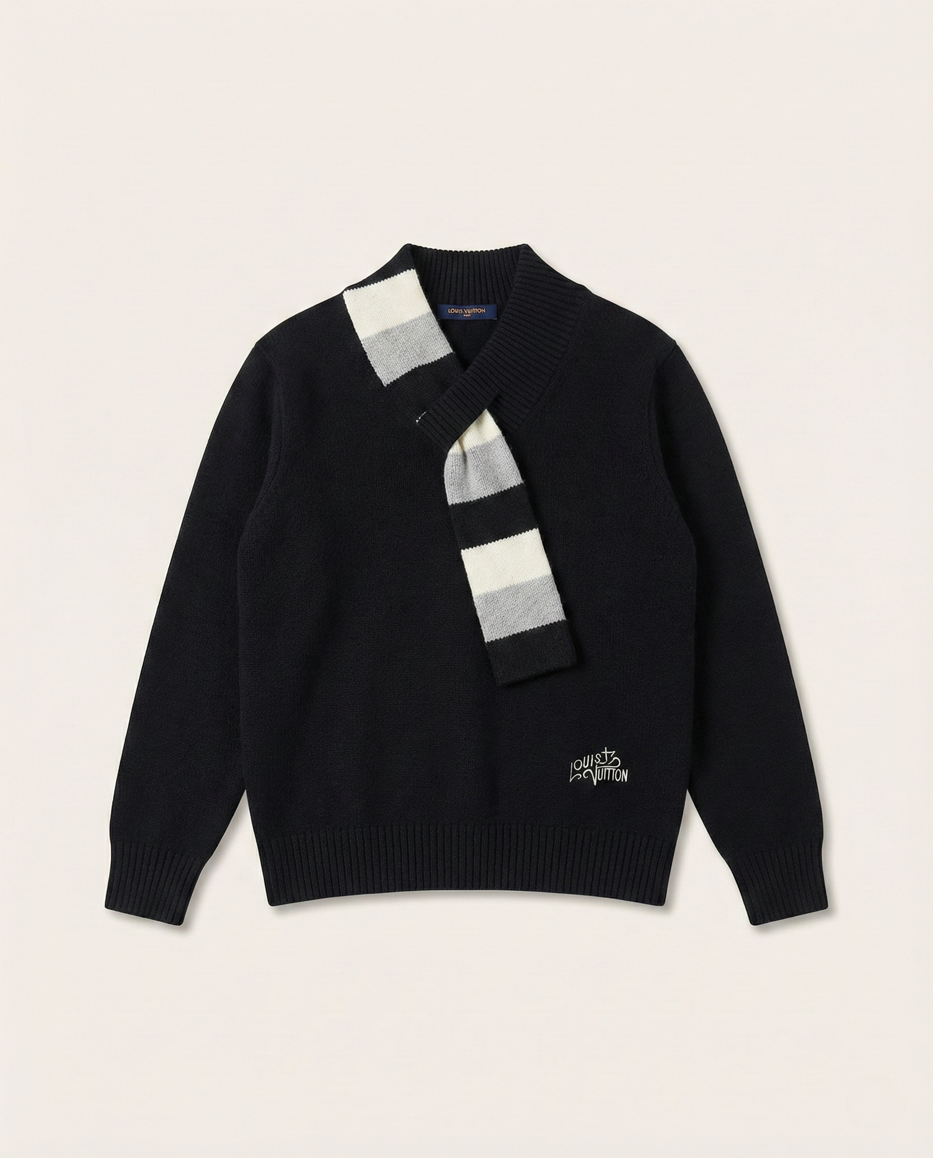 Louis Vuitton Signature Scarf-Detail Knit Sweater