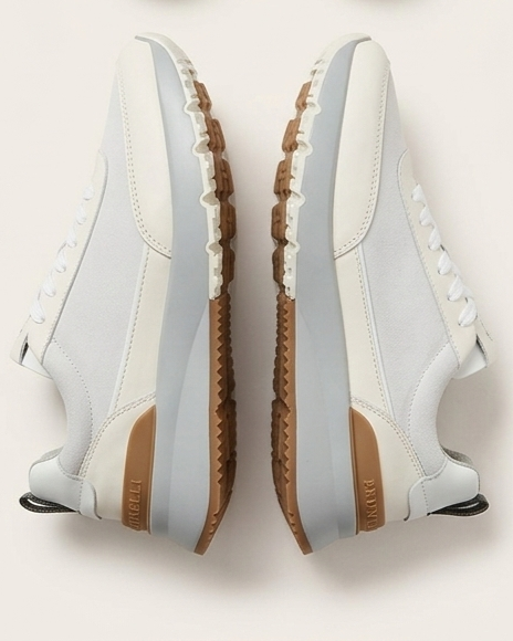 Brunello Cucinelli - Mixed-Media Technical Sneakers in Optic White & Tan