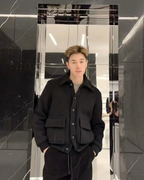 Saint Laurent - Black Knit Button-Front Jacket with Pockets