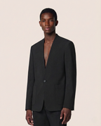 Jil Sander - Midnight Wool Collarless Black Blazer